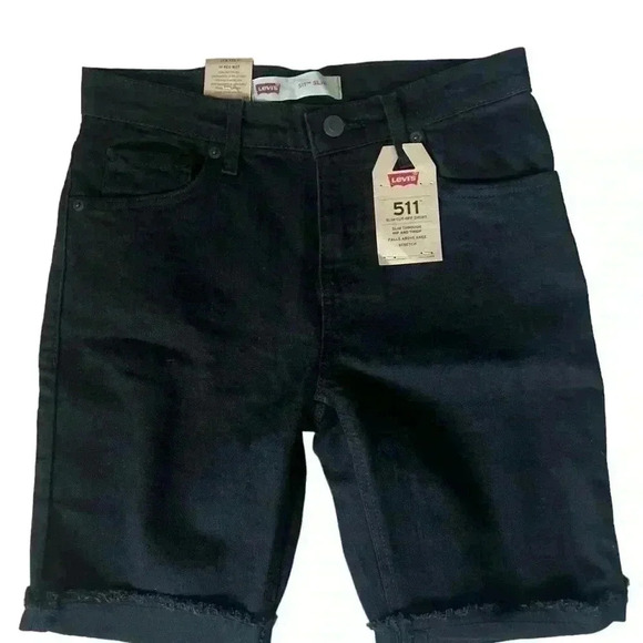 Levi Boys New with Tags 511 Slim Cut-off Black Denim Shorts - Picture 7 of 10